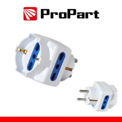 Adattatore triplo 3pos bipasso/schuko spina Schuko